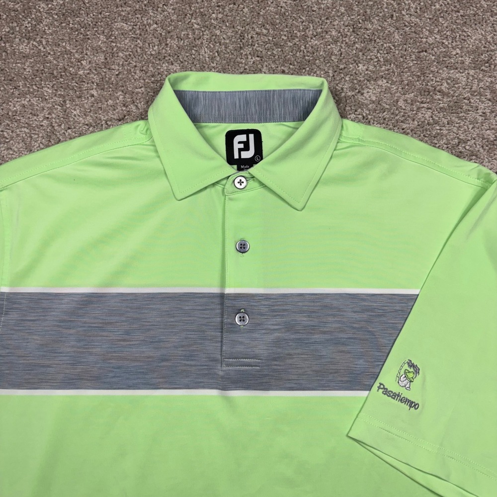FootJoy‎ Mens Pasatiempo Golf Club Performance Polo Shirt Lime Green Large L